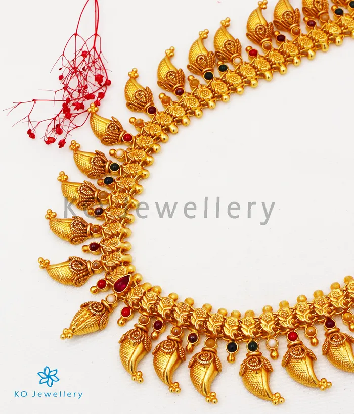 Necklaces Silversmith The Ananya Silver Navratna Mango NecklaceWaistbelt Necklaces Silversmith The Ananya Silver Navratna Mango NecklaceWaistbelt