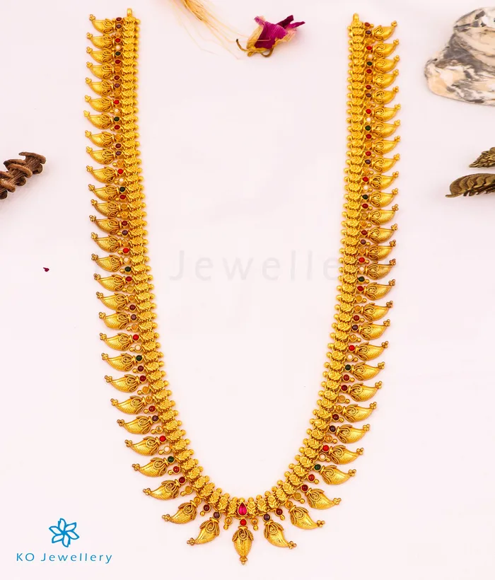 Necklaces Silversmith The Ananya Silver Navratna Mango NecklaceWaistbelt