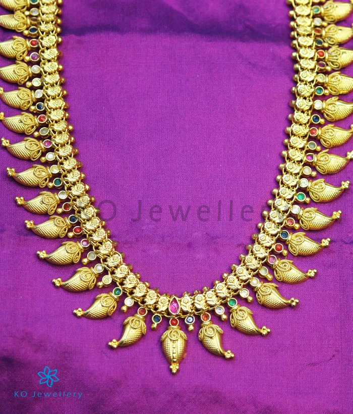 Necklaces Silversmith The Ananya Silver Navratna Mango NecklaceWaistbelt