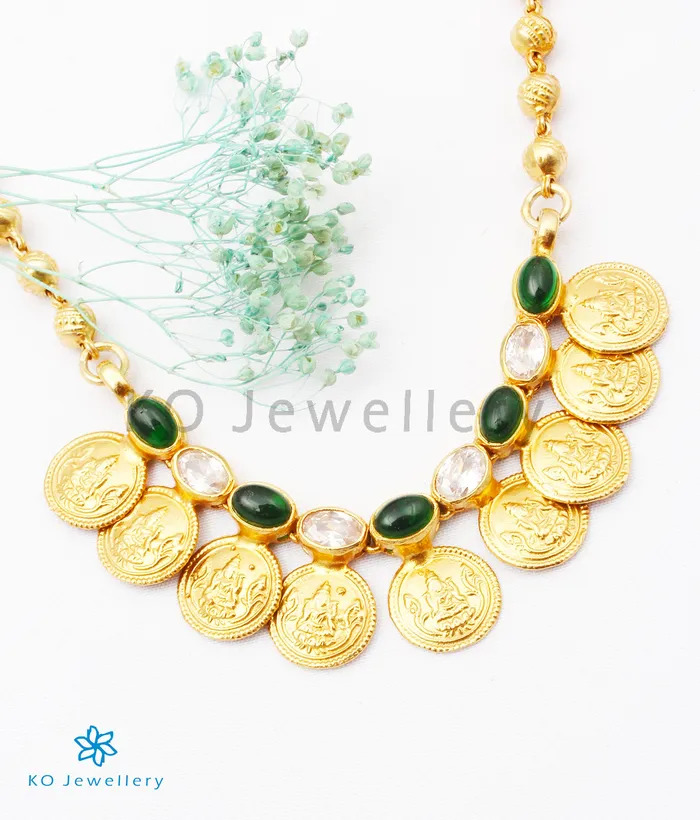 Necklaces Silversmith The Prarthana Silver Coin Necklace Green