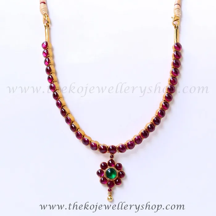 Necklaces Silversmith The Rasika Addigai Silver Necklace RedGreen