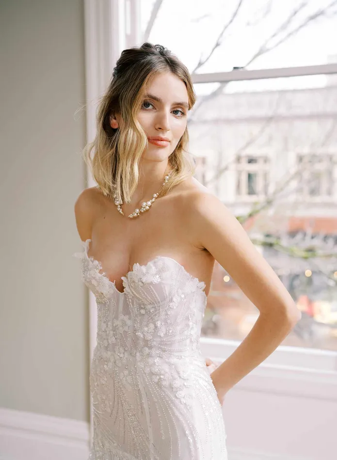 Necklaces twigs honey Pearl droplets bridal necklace Style 2428