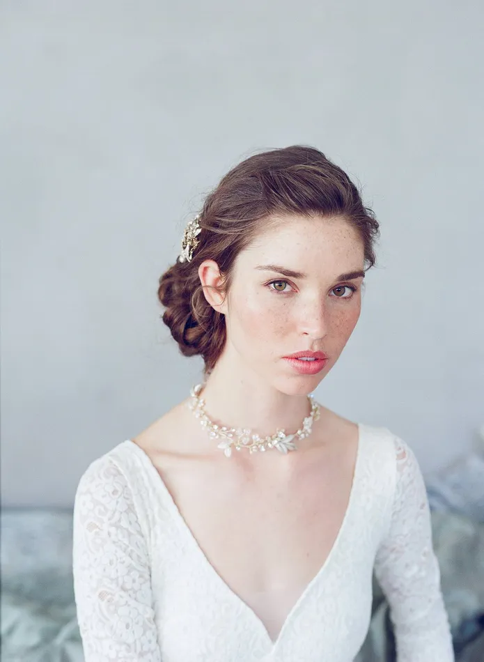 Necklaces twigs honey Simple rose blossom and leaf convertible hair vine necklace bracelet Style 7010