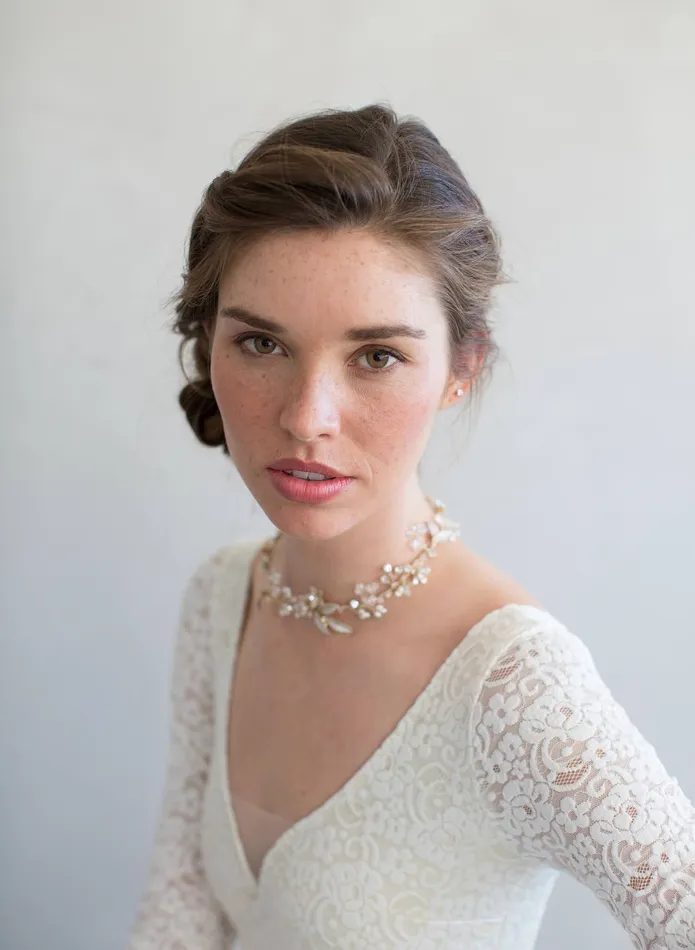 Necklaces twigs honey Simple rose blossom and leaf convertible hair vine necklace bracelet Style 7010