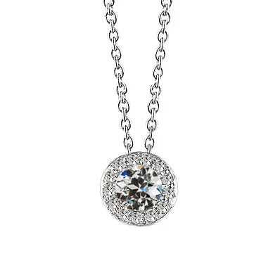 Necklaces White Gold Natural Diamond Pendant Halo Round Old Miner 150 Ct HarryChadEntcom Necklaces White Gold Natural Diamond Pendant Halo Round Old Miner 150 Ct HarryChadEntcom