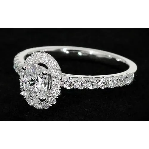 Oval Natural Earth Mined Diamond Engagement Ring 132 Carats Halo White Gold 14K GB Rings Oval Natural Earth Mined Diamond Engagement Ring 132 Carats Halo White Gold 14K GB Rings