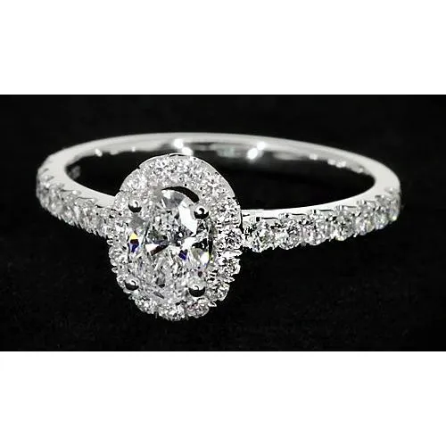 Oval Natural Earth Mined Diamond Engagement Ring 132 Carats Halo White Gold 14K GB Rings Oval Natural Earth Mined Diamond Engagement Ring 132 Carats Halo White Gold 14K GB Rings