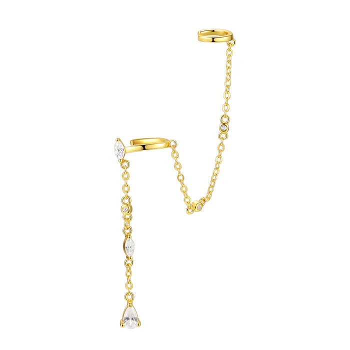 Radiant Double Ear Cuff Sterling Silver Gold Hey Happiness Earrings