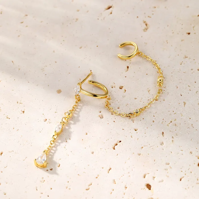 Radiant Double Ear Cuff Sterling Silver Gold Hey Happiness Earrings Radiant Double Ear Cuff Sterling Silver Gold Hey Happiness Earrings