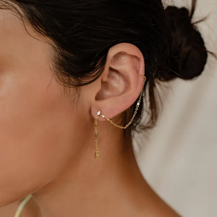 Radiant Double Ear Cuff Sterling Silver Gold Hey Happiness Earrings Radiant Double Ear Cuff Sterling Silver Gold Hey Happiness Earrings