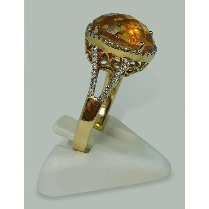 Rings 475 Ct Madeira Citrine Natural Earth Mined Diamond Oval Ring With Accents Yellow Gold GB