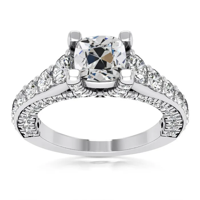 Rings Cushion Old Mine Cut Real Natural Earth Mined Diamond Ring With Accents Gold 8 Carats HarryChadEntcom Rings Cushion Old Mine Cut Real Natural Earth Mined Diamond Ring With Accents Gold 8 Carats HarryChadEntcom