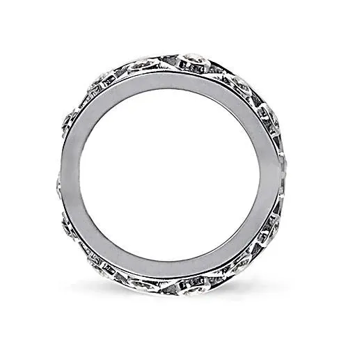 Rings GB 070 Carats Round Natural Earth Mined Diamond Eternity Wedding Band White Gold 14K