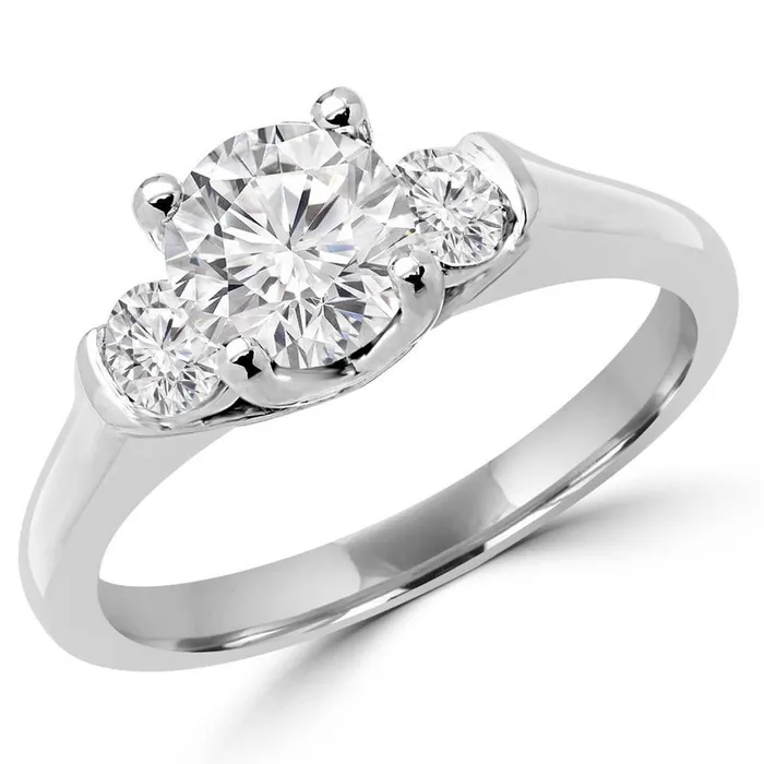 Rings GB 130 Ct Round Cut Natural Earth Mined Diamond Three Stone Wedding Ring White Gold Rings GB 130 Ct Round Cut Natural Earth Mined Diamond Three Stone Wedding Ring White Gold