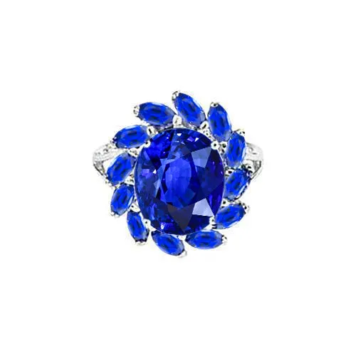 Rings GB 1050 Carats Oval And Marquise Sri Lankan Sapphire Ring White Gold 14K Rings GB 1050 Carats Oval And Marquise Sri Lankan Sapphire Ring White Gold 14K