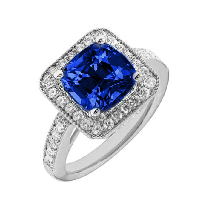 Rings GB 14K Ceylon Sapphire 45 Ct Blue Sapphire With Natural Earth Mined Diamonds Ring Rings GB 14K Ceylon Sapphire 45 Ct Blue Sapphire With Natural Earth Mined Diamonds Ring