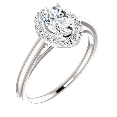 Rings GB 2 Carats Oval Cut Natural Earth Mined Diamond Engagement Ring 14K White Gold