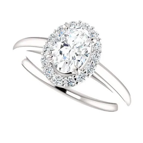 Rings GB 2 Carats Oval Cut Natural Earth Mined Diamond Engagement Ring 14K White Gold