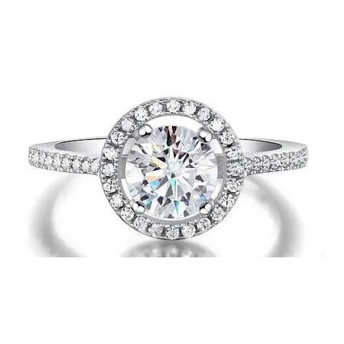 Rings GB 2 Carats Sparkling Natural Earth Mined Diamonds Engagement Ring Halo 14K White Gold Rings GB 2 Carats Sparkling Natural Earth Mined Diamonds Engagement Ring Halo 14K White Gold