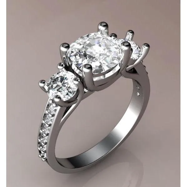 Rings GB 3 Carats Cushion Cut Natural Earth Mined Diamond 3 Stone Style Wedding Ring White Gold Rings GB 3 Carats Cushion Cut Natural Earth Mined Diamond 3 Stone Style Wedding Ring White Gold