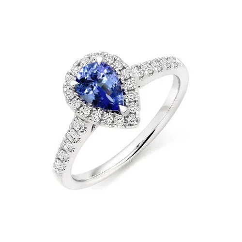 Rings GB 660 Carats Halo Tanzanite And Natural Earth Mined Diamonds Ring White Gold 14K Rings GB 660 Carats Halo Tanzanite And Natural Earth Mined Diamonds Ring White Gold 14K