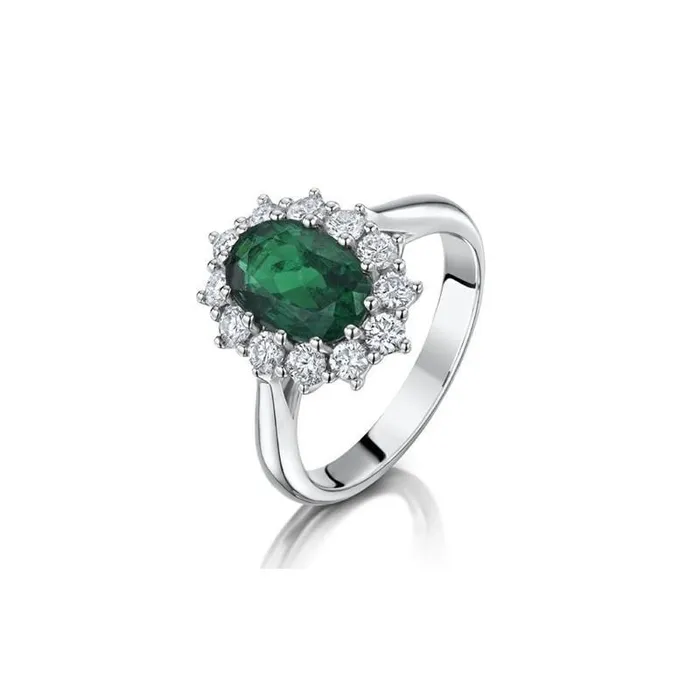 Rings GB Green Emerald With Natural Earth Mined Diamonds Engagement Ring 350 Carats White Gold 14K Rings GB Green Emerald With Natural Earth Mined Diamonds Engagement Ring 350 Carats White Gold 14K