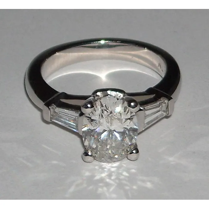 Rings GB Oval Cut 3 Stone Natural Earth Mined Diamond Womens Ring 201 Carats White Gold