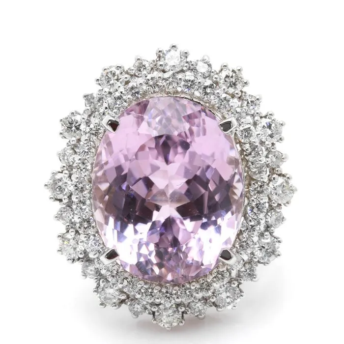 Rings GB Oval Kunzite Halo Cocktail Ring