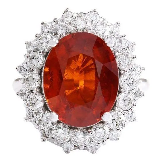 Rings GB Prong Set 1275 Ct Garnet And Natural Earth Mined Diamonds Engagement Ring White Gold 14K Rings GB Prong Set 1275 Ct Garnet And Natural Earth Mined Diamonds Engagement Ring White Gold 14K