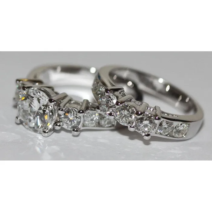 Rings GB Round Natural Earth Mined Diamond Engagement Ring Set 495 Carats White Gold 14K Rings GB Round Natural Earth Mined Diamond Engagement Ring Set 495 Carats White Gold 14K