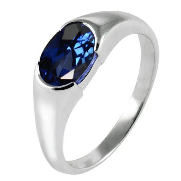 Rings GB Sparkling 2 Carat Oval Ceylon Blue Sapphire Solitaire Ring