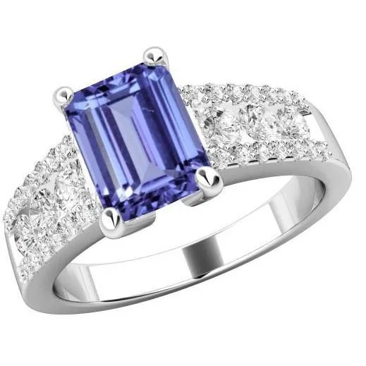 Rings GB Tanzanite With Natural Earth Mined Diamonds 1550 Carats Wedding Ring Gold White 14K New Rings GB Tanzanite With Natural Earth Mined Diamonds 1550 Carats Wedding Ring Gold White 14K New