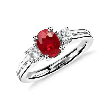 Rings GB Three Stone 350 Carats Ruby And Natural Earth Mined Diamonds Wedding Ring WG 14K Rings GB Three Stone 350 Carats Ruby And Natural Earth Mined Diamonds Wedding Ring WG 14K