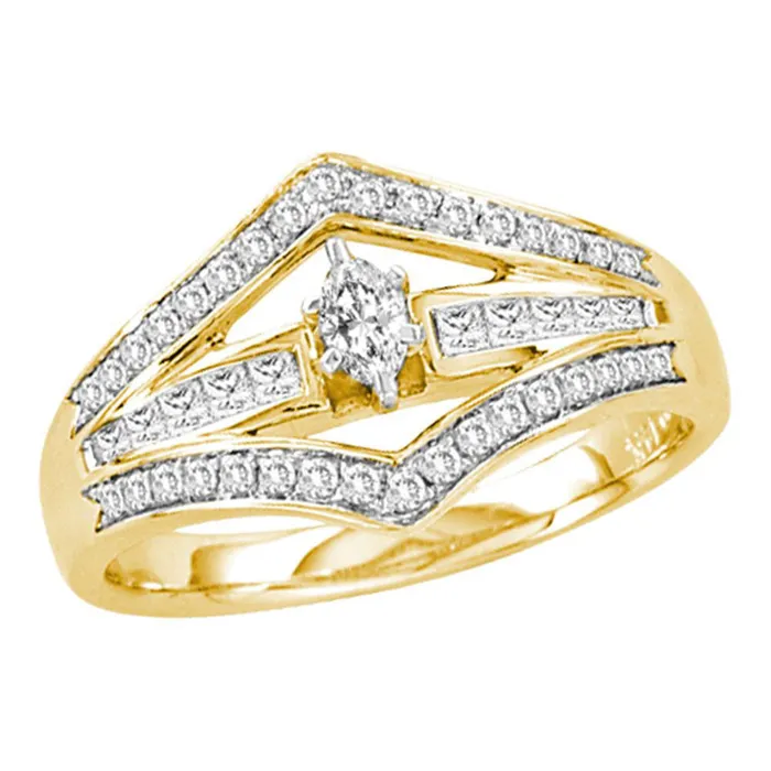 Rings GND 14kt Yellow Gold Marquise Diamond Marquise Wedding Engagement Ring 12 Cttw S7 Rings GND 14kt Yellow Gold Marquise Diamond Marquise Wedding Engagement Ring 12 Cttw S7