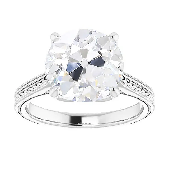 Rings HarryChadEntcom 7 Carats Round Lab Grown Diamond Big Old Mine Antique Style White Gold Ring Rings HarryChadEntcom 7 Carats Round Lab Grown Diamond Big Old Mine Antique Style White Gold Ring