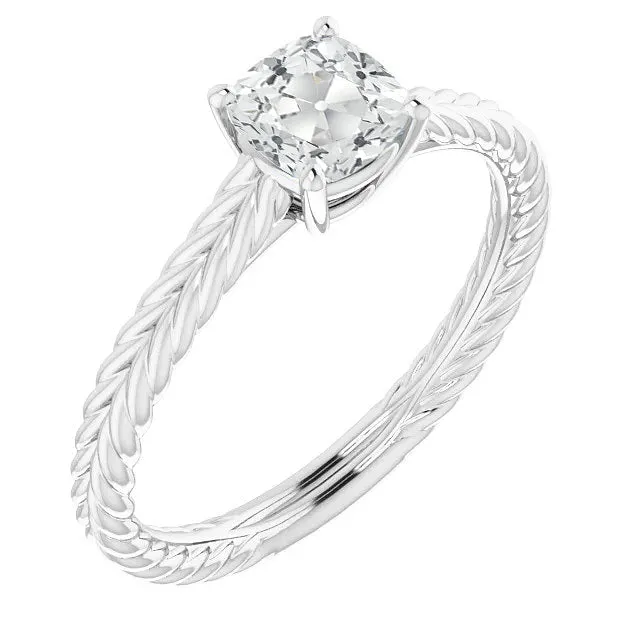 Rings HarryChadEntcom Cushion Old Cut Natural Earth Mined Diamond Solitaire Ring Prong Set Rope Style 3 Carats Rings HarryChadEntcom Cushion Old Cut Natural Earth Mined Diamond Solitaire Ring Prong Set Rope Style 3 Carats