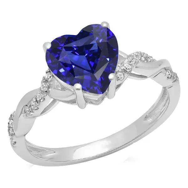 Rings HarryChadEntcom Gemstone Heart Blue Sapphire Ring Twisted Style 350 Carats Natural Earth Mined Diamonds Rings HarryChadEntcom Gemstone Heart Blue Sapphire Ring Twisted Style 350 Carats Natural Earth Mined Diamonds