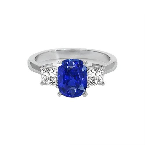 Rings HarryChadEntcom Gold 3 Stone Ring Cushion Blue Sapphire Princess Natural Earth Mined Diamond 650 Carats Rings HarryChadEntcom Gold 3 Stone Ring Cushion Blue Sapphire Princess Natural Earth Mined Diamond 650 Carats