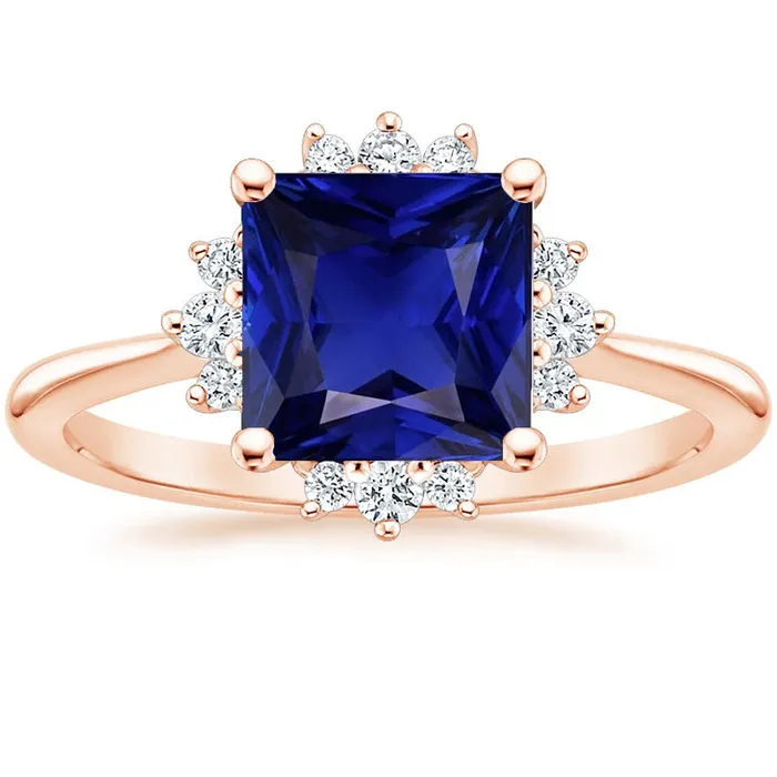 Rings HarryChadEntcom Halo Natural Earth Mined Diamond Engagement Ring 6 Carats Princess Blue Sapphire Rose Gold Rings HarryChadEntcom Halo Natural Earth Mined Diamond Engagement Ring 6 Carats Princess Blue Sapphire Rose Gold