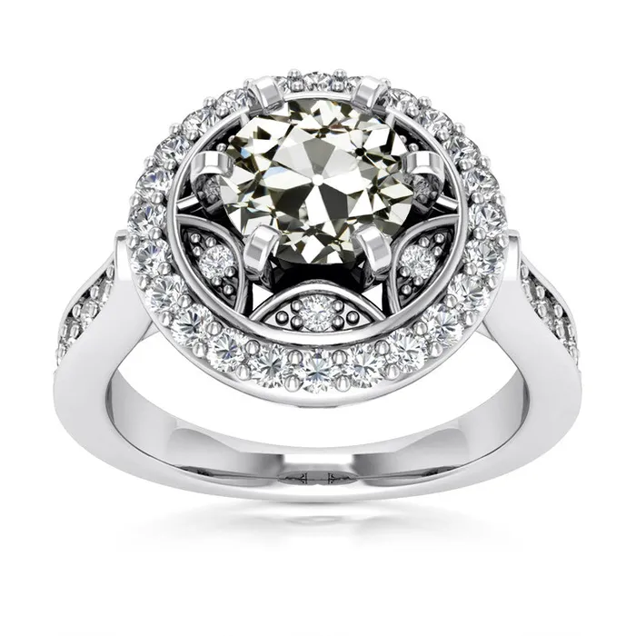 Rings HarryChadEntcom Halo Round Old Mine Cut Natural Earth Mined Diamond Ladys Ring Star Style 575 Carats