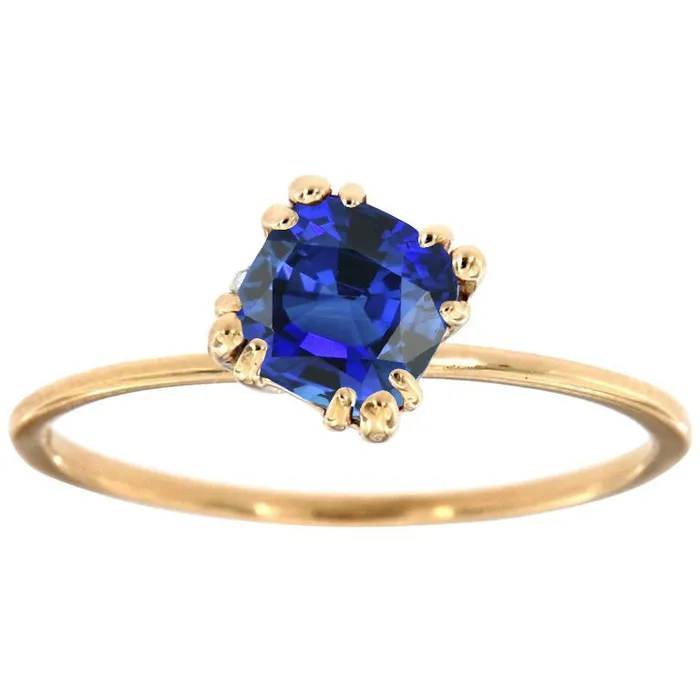 Rings HarryChadEntcom Ladies Solitaire Cushion Blue Sapphire Ring 250 Carats Triple Prongs Rings HarryChadEntcom Ladies Solitaire Cushion Blue Sapphire Ring 250 Carats Triple Prongs