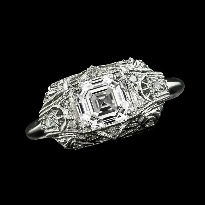Rings HarryChadEntcom Miligrain Asscher Natural Earth Mined Diamond Engagement Ring 435 Carats Rings HarryChadEntcom Miligrain Asscher Natural Earth Mined Diamond Engagement Ring 435 Carats