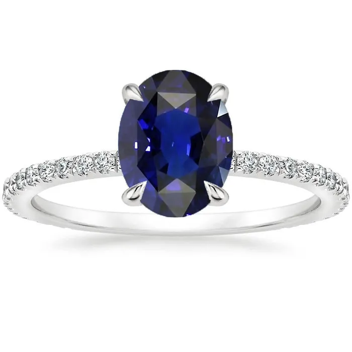 Rings HarryChadEntcom Oval Blue Sapphire Natural Earth Mined Diamond Engagement Ring Claw Prong Setting 6 Carats