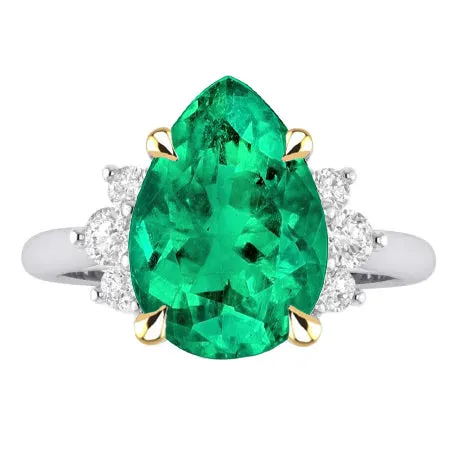 Rings HarryChadEntcom Pear Cut Green Emerald And Diamond Ring Wedding Jewelry Rings HarryChadEntcom Pear Cut Green Emerald And Diamond Ring Wedding Jewelry