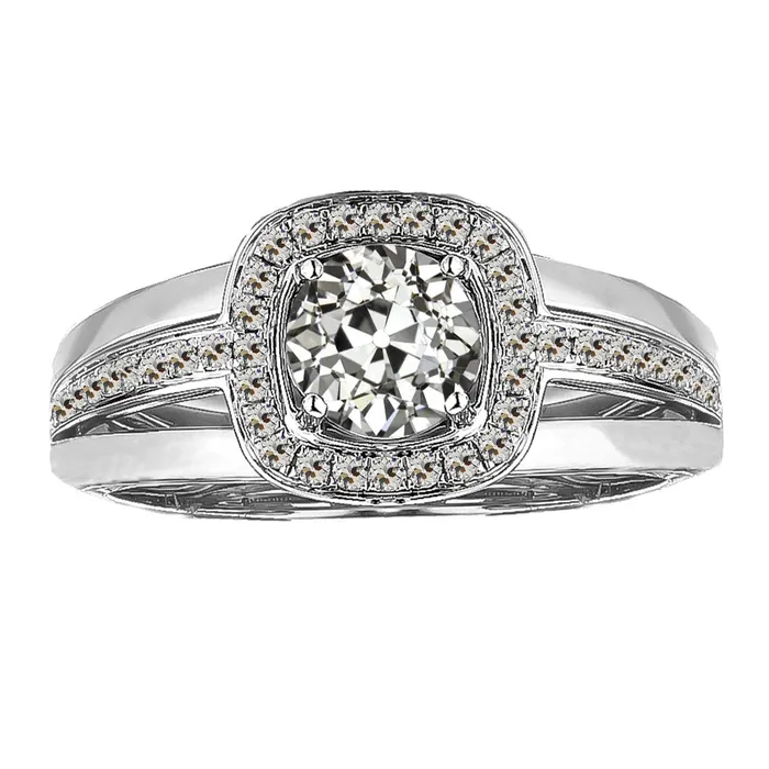 Rings HarryChadEntcom Round Old Mine Cut Halo Natural Diamond Ring 3 Carats White Gold 14K Rings HarryChadEntcom Round Old Mine Cut Halo Natural Diamond Ring 3 Carats White Gold 14K