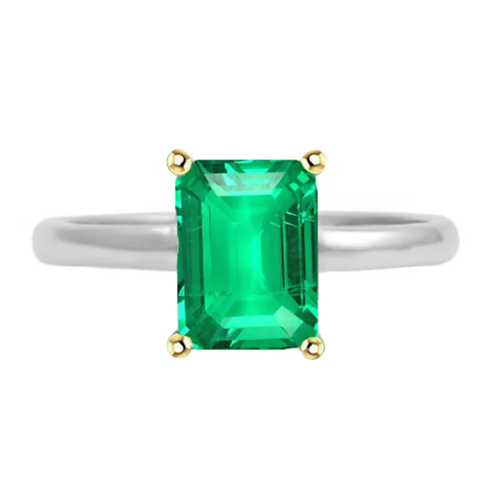 Rings HarryChadEntcom Solitaire Green Emerald Ring Gemstone