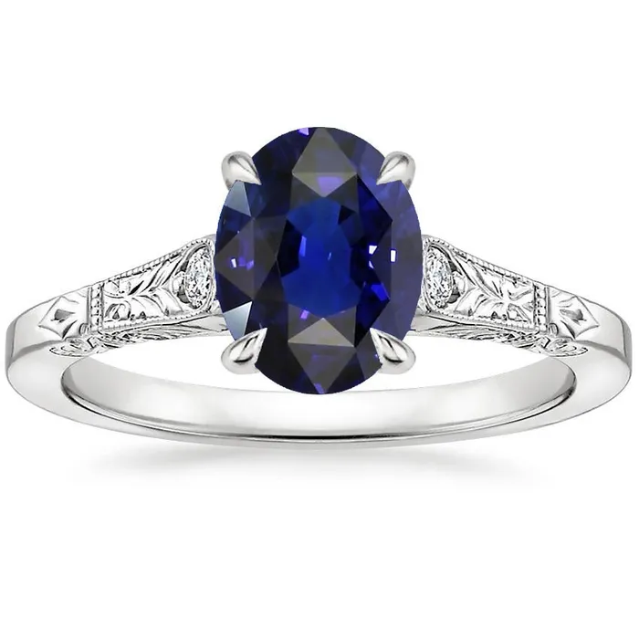 Rings HarryChadEntcom Three Stone Vintage Style Ring Oval Ceylon Sapphire 225 Carats Rings HarryChadEntcom Three Stone Vintage Style Ring Oval Ceylon Sapphire 225 Carats