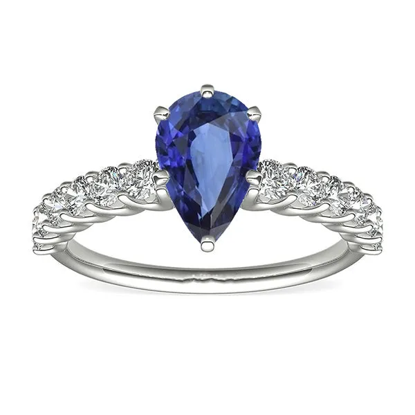 Rings HarryChadEntcom White Gold Pear Blue Sapphire With Accents Ring 350 Womens Jewelry Rings HarryChadEntcom White Gold Pear Blue Sapphire With Accents Ring 350 Womens Jewelry