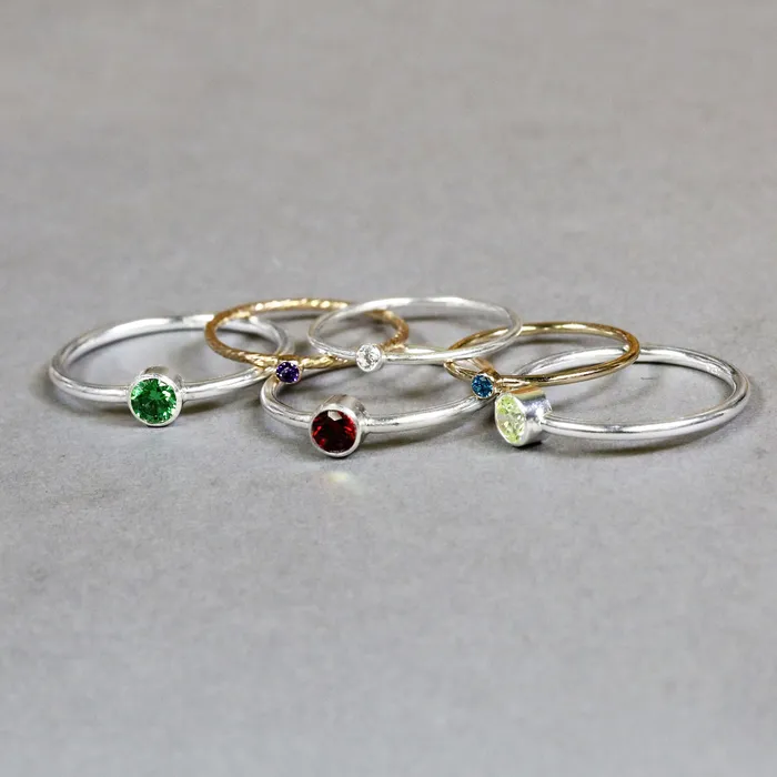 Rings KS Sterling Silver 4mm Bezel Stacking Ring SIZE 6