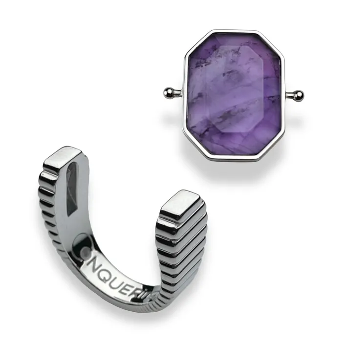 Rings MyCONQUERing Silver ViaDeco Octangle Crystal Fidget Ring